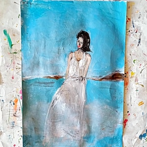 Original Acrylic Woman Portrait Painting: Abstract Wall Art