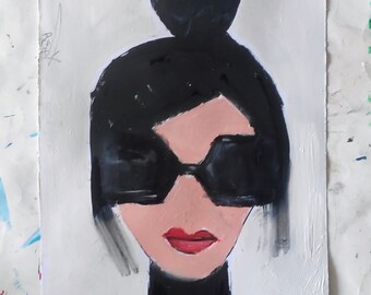 women style painting art.Figurative Art Abstract Paintings On paper.modern women portrait art