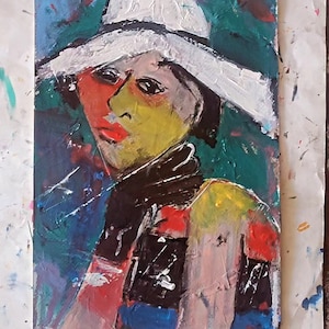 Abstract Woman Portrait Painting: Original Acrylic Wall Art