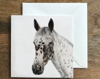 Horse Spotty Appaloosa Greeting Card - Hand-drawn Luxury Illustration Art - Blank Inside for Birthday, Mother's Day, Easter, Good Luck
