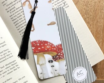 Fly Agaric Red Spotty Mushroom Bookmark - Gift for book lovers, keen readers, bookworms - Hand drawn by pet portrait and wildlife artist