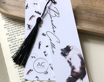 Kori - Border Collie Bookmark - Gift for book lovers, keen readers, bookworms - Hand drawn by pet portrait and wildlife artist