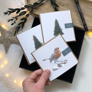 Mini carte de voeux de Noël Robin - Illustration de luxe dessinée à la main - Intérieur vierge pour votre propre message