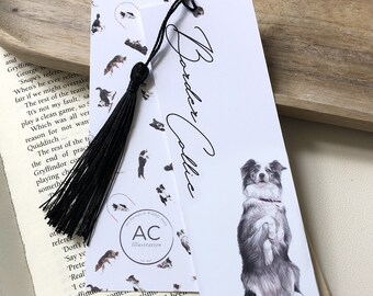 Marcador de página Border Collie: arte canina desenhada à mão, presente para amantes de livros