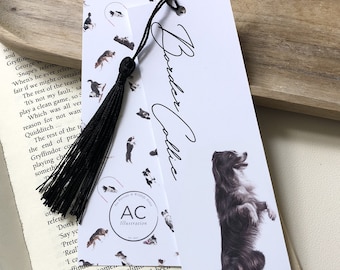 Chip - Border Collie Bookmark - Gift for book lovers, keen readers, bookworms - Hand drawn by pet portrait and wildlife artist