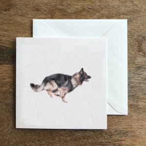 Carte de voeux pour chien de berger allemand - Illustration de luxe dessinée à la main - intérieur vierge pour anniversaire, fête des mères, Pâques, bonne chance