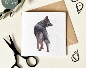 Mini biglietto di auguri con pastore tedesco: ritratto di cane realizzato da Alison Chinn