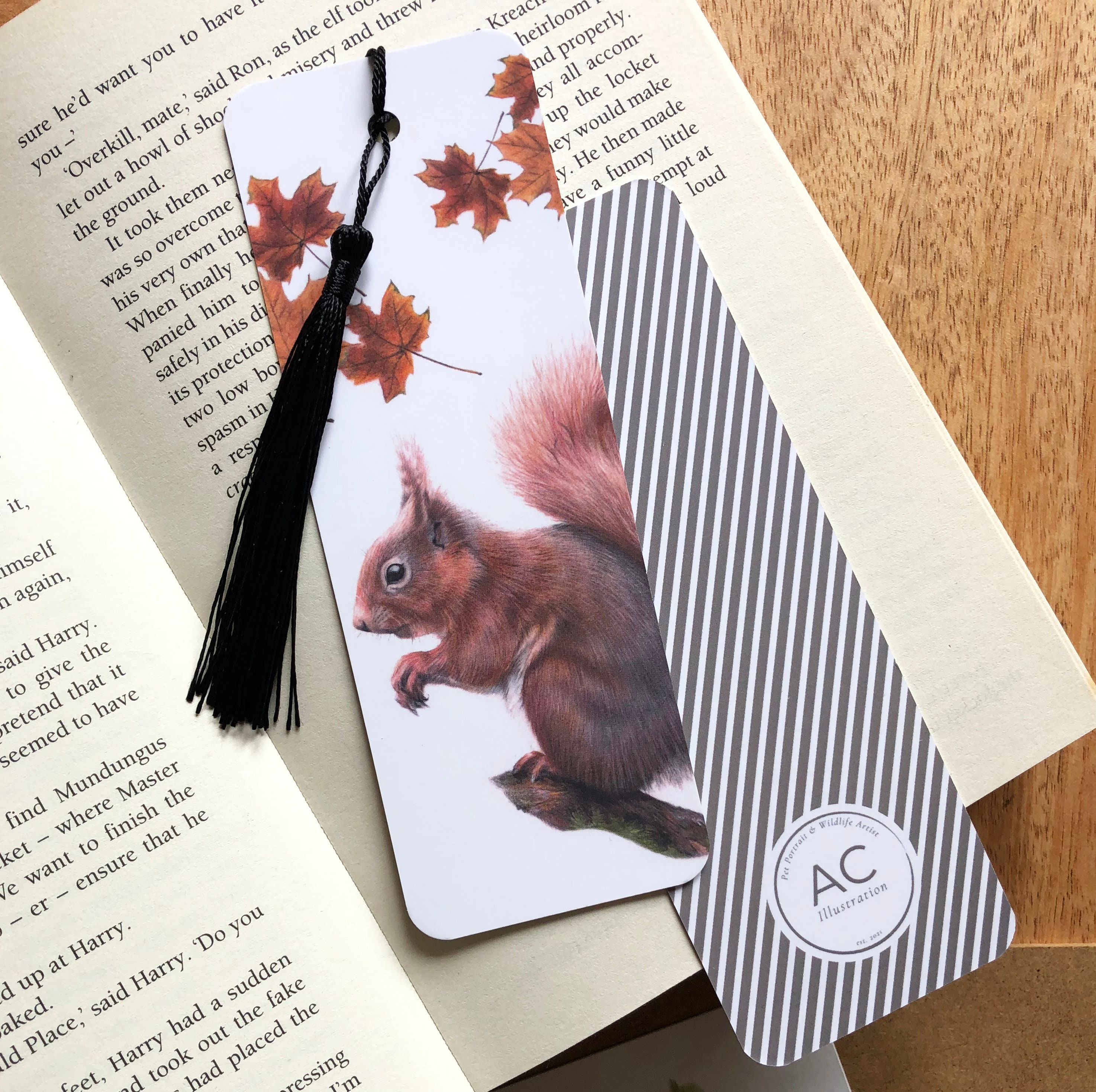 Squirrel Doodle Laser Engraved Wooden Bookmark -  Denmark