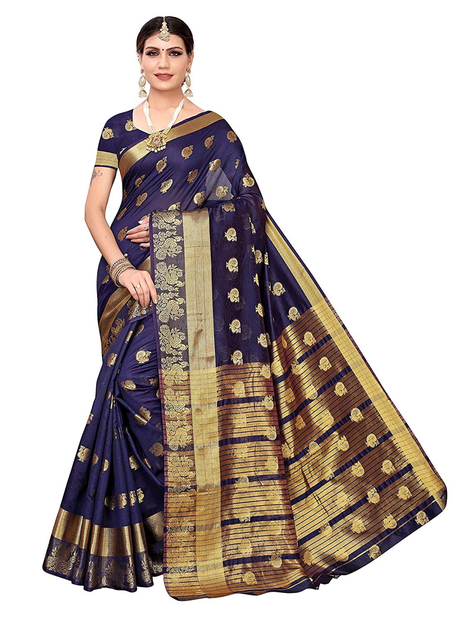 Beautiful Multicolor Art Silk Saree Unstitched Blouse Saree Etsy