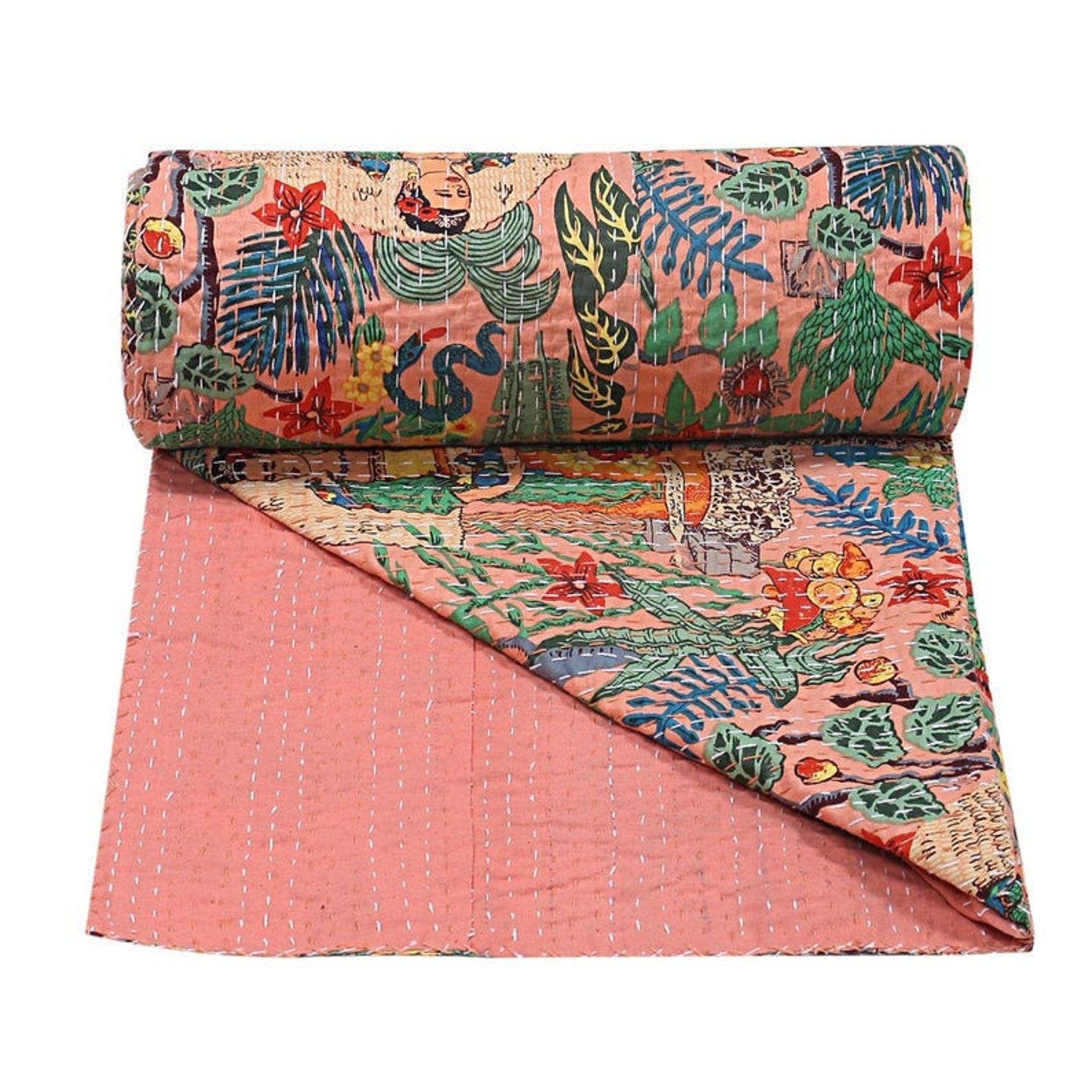 Indian kantha quilt Kantha Quilt Kantha Throw Indian Etsy Kantha quilt