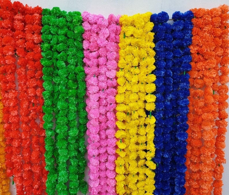 30 PC Wedding or Photo Prop Backdrop for Indian decor or American theme occasions decoration Decorative 4.5 feet Marigold Garland Party