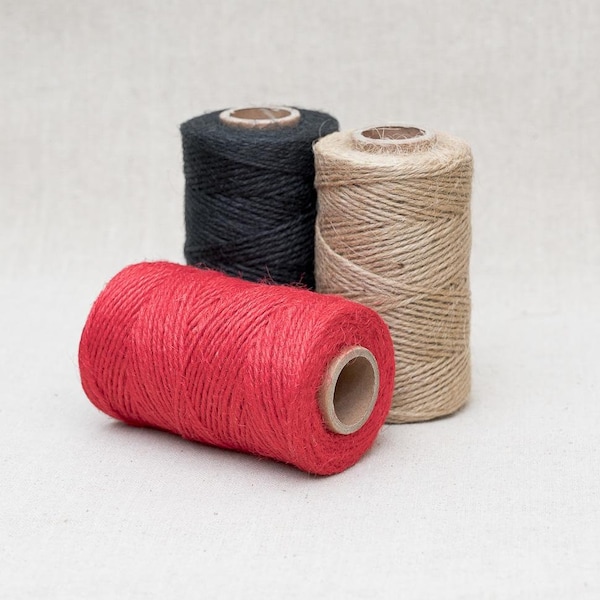100m Roll Jute Twine String Rope Rustic Cord Colours Black Red Yellow Grey Natural For Wrapping Gifts Gardening Christmas Xmas Decor