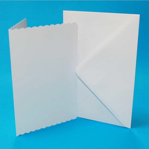 Blank Scalloped Edge Cards and Plain Envelopes White Craft Card Making  Paper Crafts Christmas Xmas Cards 