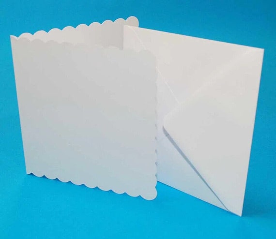 Blank Scalloped Edge Cards and Plain Envelopes White Craft Card Making  Paper Crafts Christmas Xmas Cards 