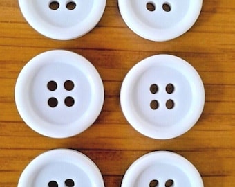 White 4 Hole Flat Back Buttons Ideal For Shirts Blouses Trousers Cardigans Coats & Craft 15mm 18mm