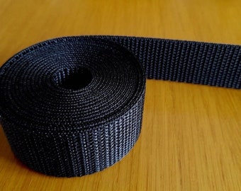 Webbing Polypropylene Black Strong Flat Strap Strapping For Luggage, Bags Sizes 20mm 25mm 38mm 50mm Like Nylon