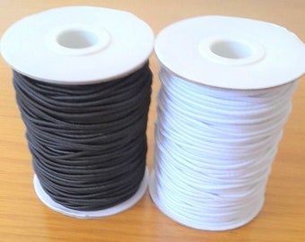 1.5mm Round Elastic Cord String For Hats Jewellery Beading Bracelets Dressmaking Sewing Crafts Stretch Stretchable Black Or White