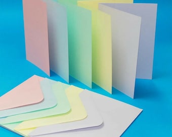 Blank Cards And Plain Envelopes C6 (114mm x 162mm) Pastel Or Bright Colours For Your Handmade Homemade Cards