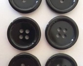Black 4 Hole Flat Back Buttons Ideal For Shirts Blouses Trousers Cardigans Coats & Craft 15mm 18mm 20mm 25mm