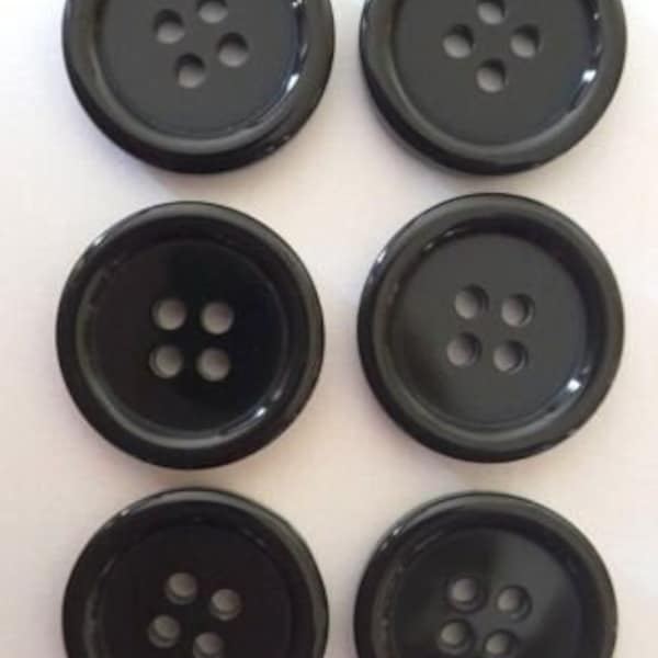 Boutons noirs à dos plat à 4 trous, idéaux pour les chemises, les chemisiers, les pantalons, les cardigans, les manteaux et l'artisanat15 mm 18 mm 20 mm 25 mm