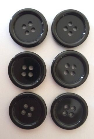 Black 4 Hole Flat Back Buttons Ideal for Shirts Blouses Trousers Cardigans  Coats & Craft15mm 18mm 20mm 25mm 
