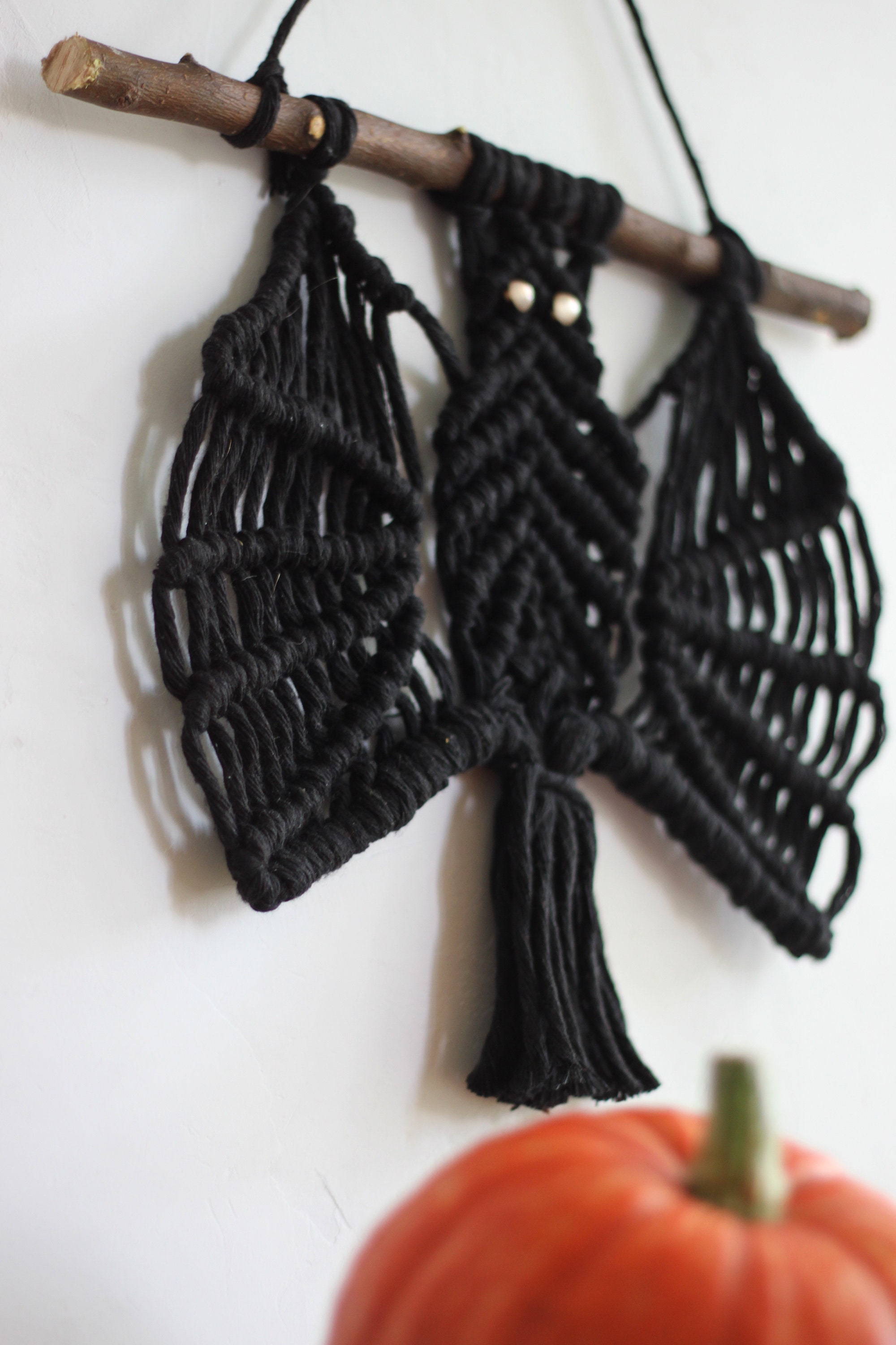 Macrame HALLOWEEN Bird Pattern wall hanging BAT Pattern Etsy