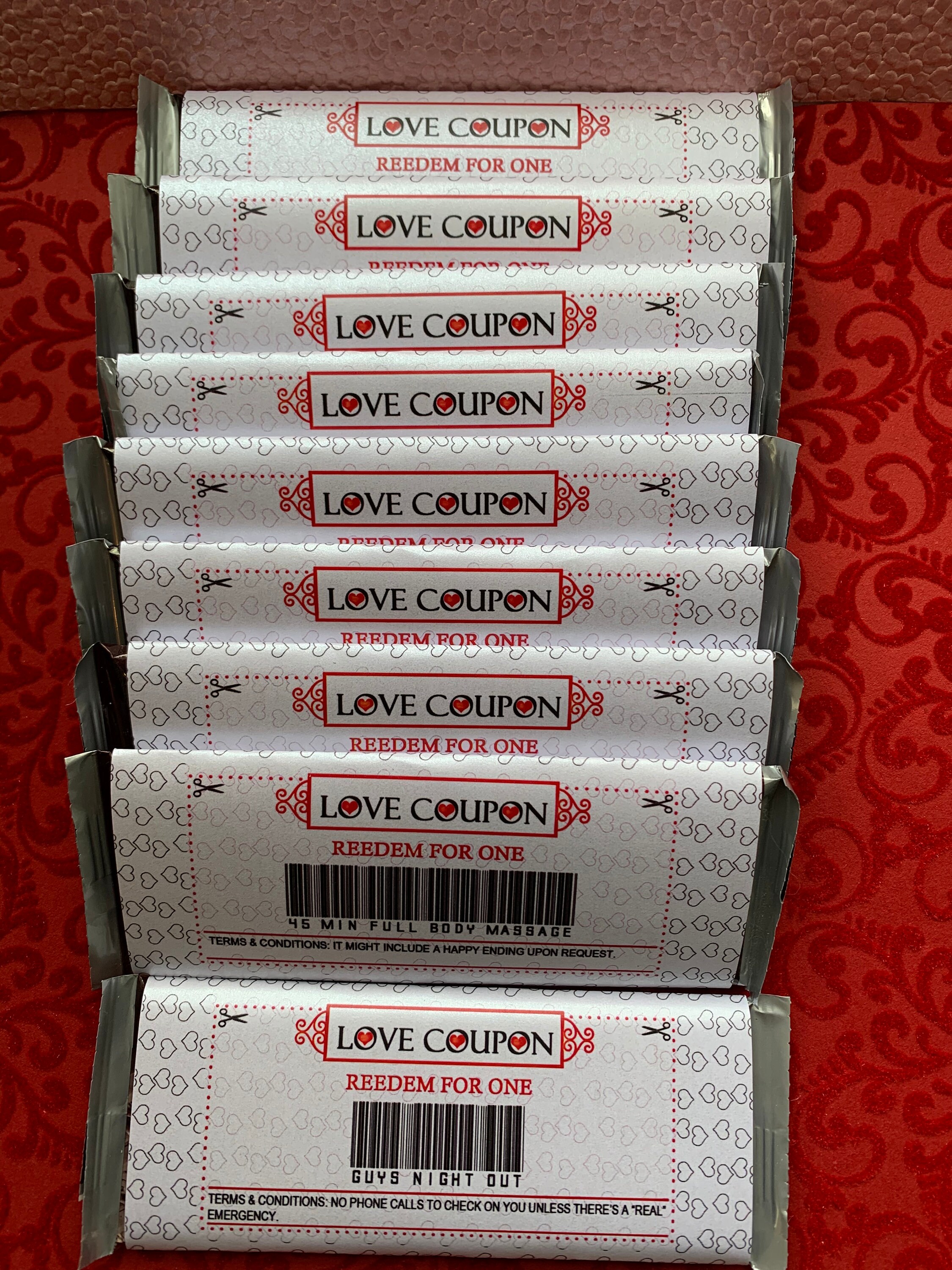 10 Love Coupons Wraps for Hersheys Milk Chocolate Bars | Etsy