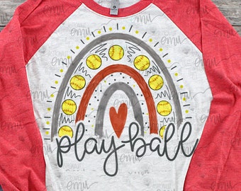 Softball Rainbow PNG, Softball sublimation file
