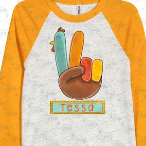 Peace Sign Turkey PNG file, Kids Thanksgiving png file