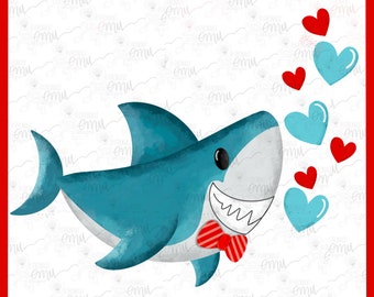 Shark Valentines PNG file, Boys Valentines sublimation file