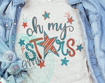 Oh My Stars PNG, 4 de julio, archivo de sublimación patriótica