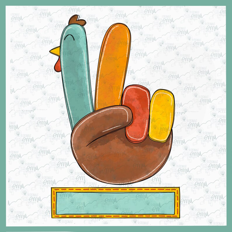 Peace Sign Turkey PNG File Kids Thanksgiving Png File Etsy