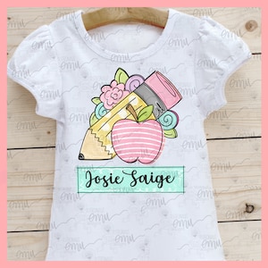 2 files, Girly Pencil PNG file, Back to School sublimation file