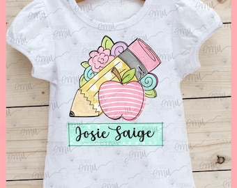 2 bestanden, Girly Pencil PNG-bestand, Terug naar school sublimatiebestand