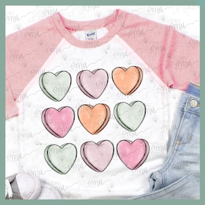 Pastel Hearts PNG file, Valentines sublimation file