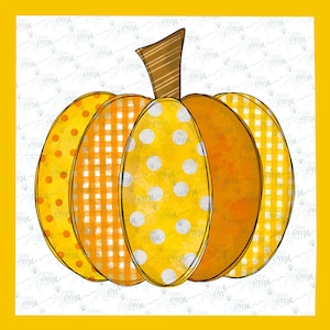 Orange and Yellow pumpkin PNG file, Cute Pumpkin sublimation file