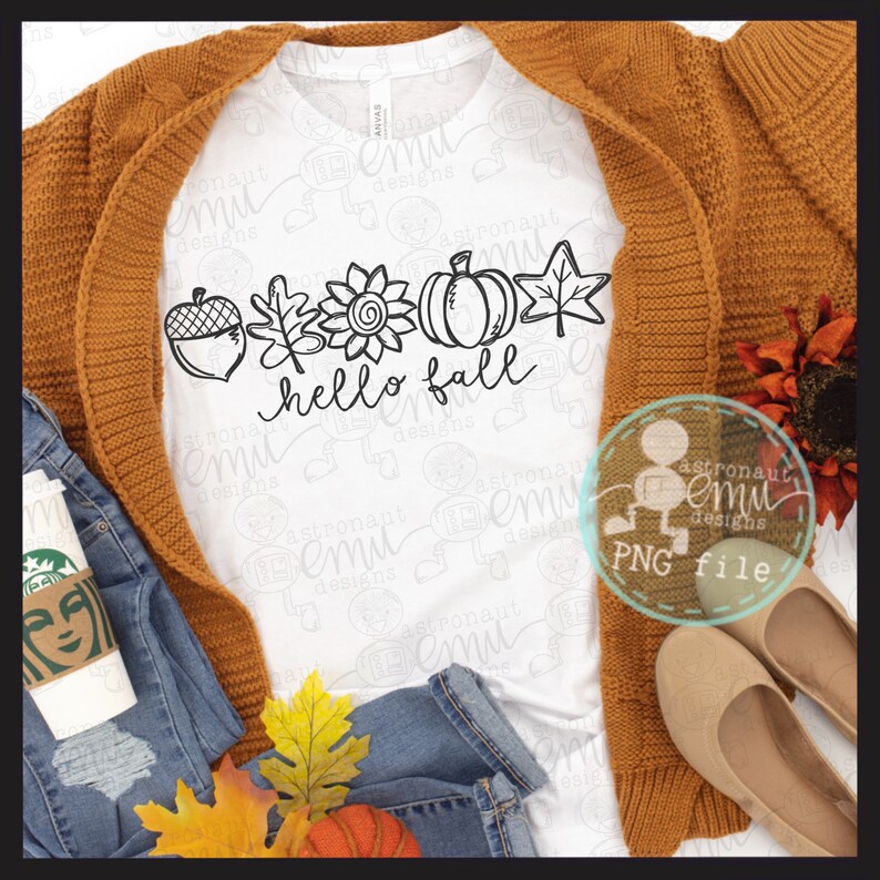 Hello Fall PNG File, Fall Doodles Sublimation File - Etsy