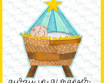 Baby Jesus png file, Lontano in un file PNG di mangiatoia, file di sublimazione Nativity