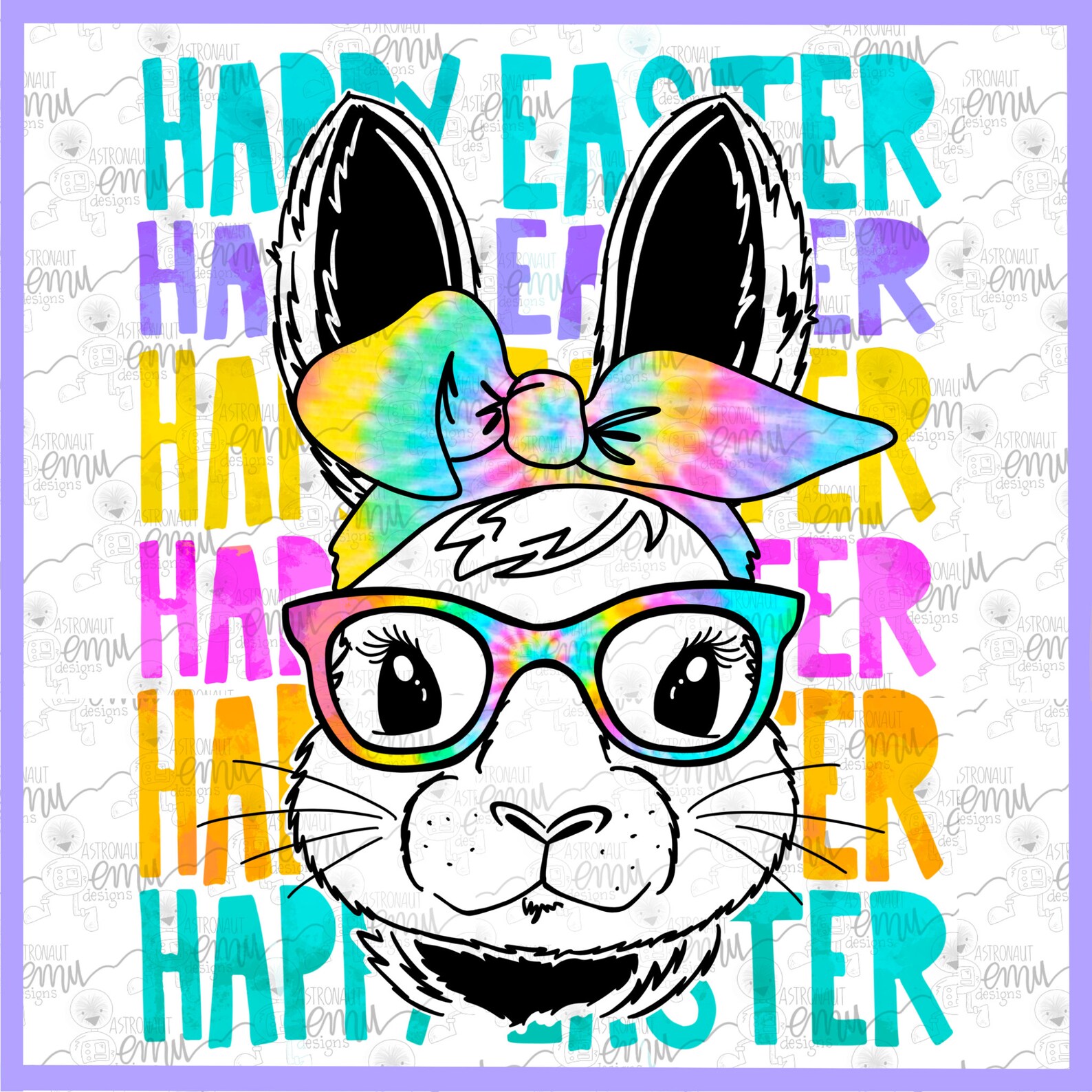 Easter Bunny PNG File Tie Dye Rabbit Sublimation File - Etsy