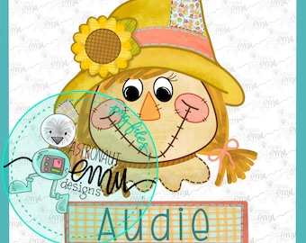 Scarecrow PNG file. Girly scarecrow sublimation file