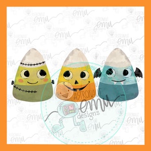 Candy Corn Characters PNG, Kids Halloween PNG