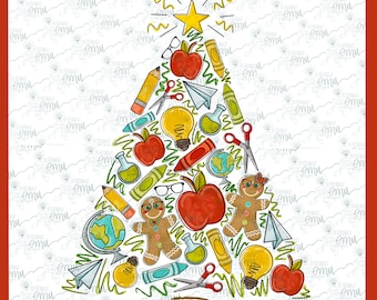 Teacher Christmas Tree PNG, Teacher Christmas sublimation file