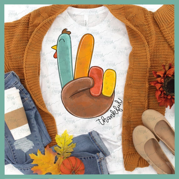 2 files Peace Sign Turkey PNG file Thanksgiving sublimation Etsy