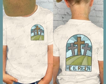 2 files, He is Risen PNG file, Front and Back design