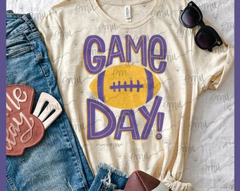 Game Day PNG file, Purple and Gold Letters