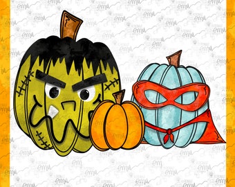 Boys Pumpkin PNG, Boys Halloween sublimation file