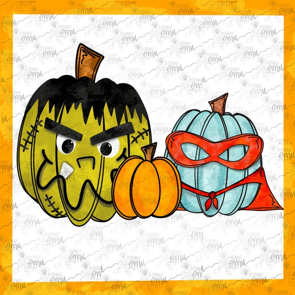 Boys Pumpkin PNG, Boys Halloween sublimation file