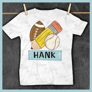 Boys Back to School PNG, sports Pencil sublimation file