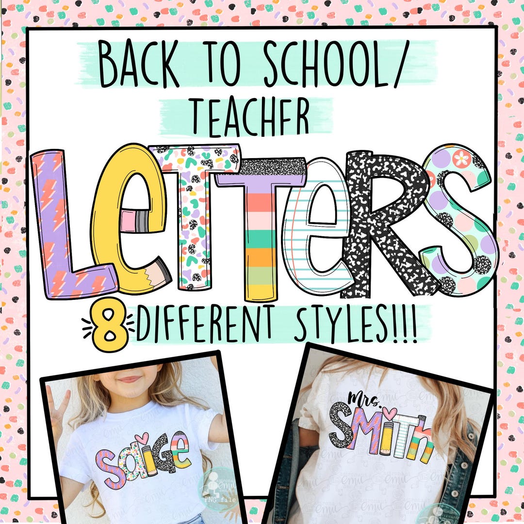 School Letters PNG Files, Teacher Sublimation Letters - Etsy