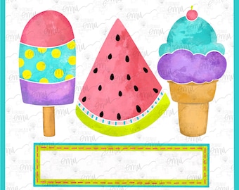 2 files, Summer Treats Trio PNG, Summer Sweet Treats Sublimation file